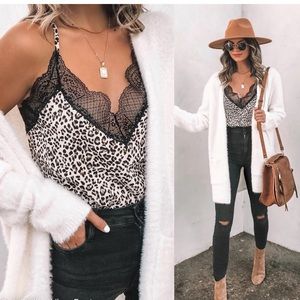 Fuzzy open front pocketed knit cardigan